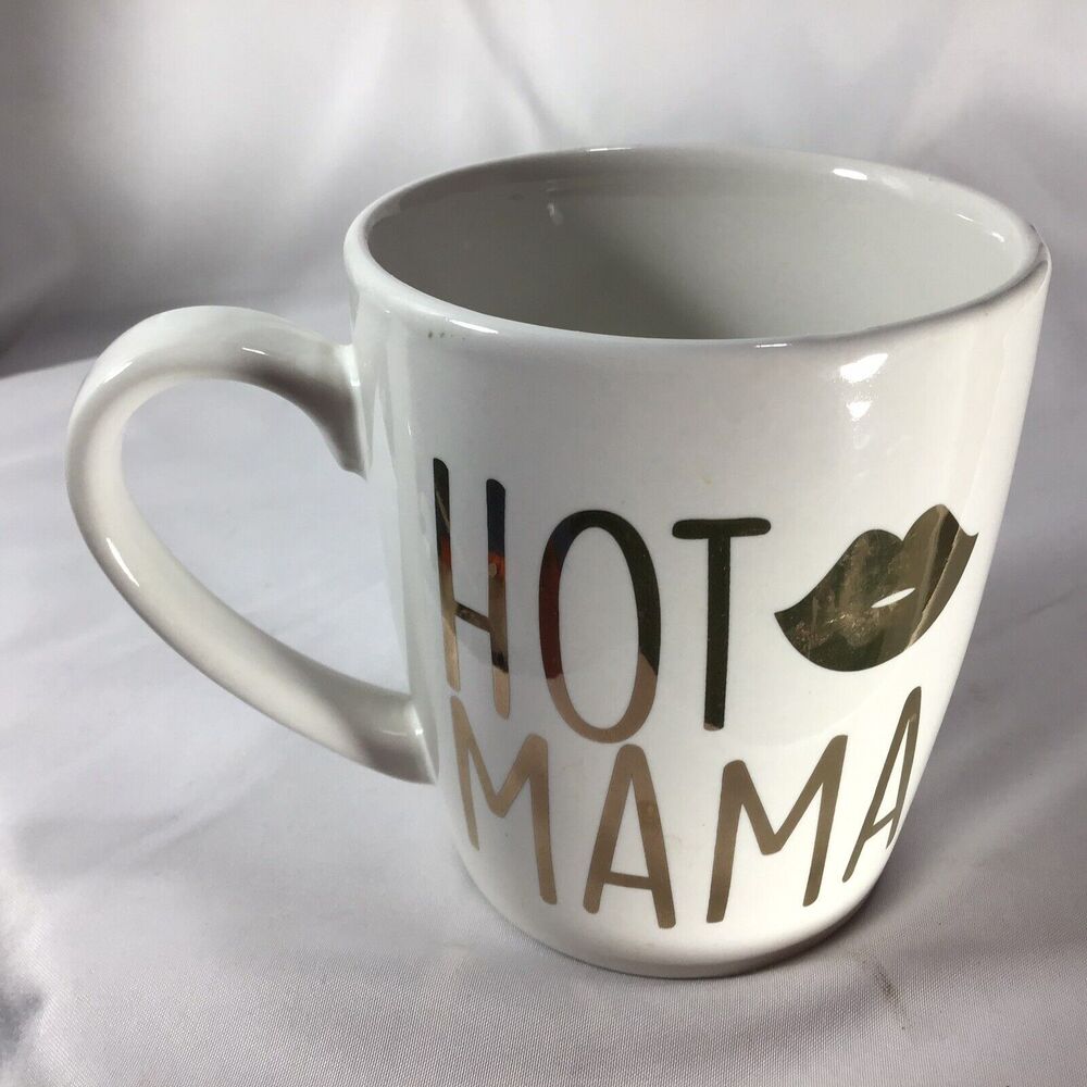 Hot Mama Lips American Atelier Coffee 12 Oz L Mug  Gold Lettering Kiss